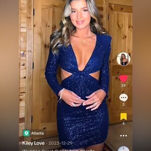 Hello Molly Navy Cut Out Sparkle Dress